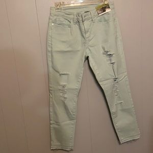 Mint Green Mid Rise Skinny Ankle Jeans by a.n.a